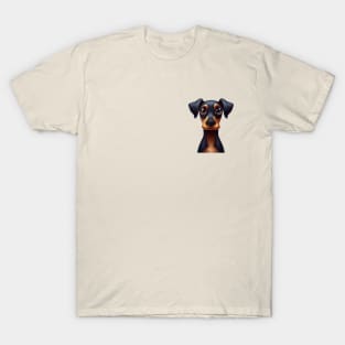 Small Version - Playful Doberman Pinscher Graphic Design T-Shirt